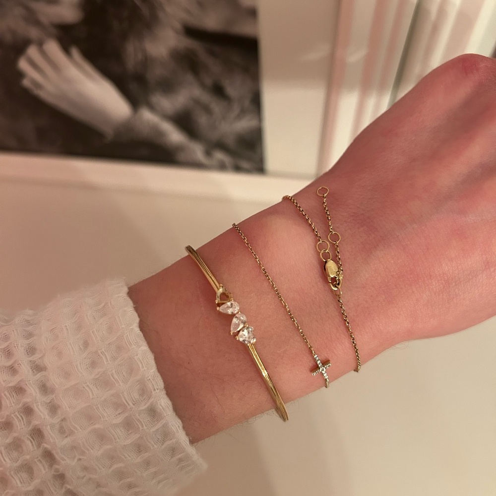 Cubic Zirconia and Gold Plated Bangle